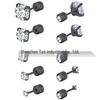 Mixed Round Zirconia Stud Earrings Set, Stainless Steel, Four-Prong Design.