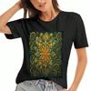 Blooming Mandala Unisex Cotton T Shirt, Premium Cotton Floral Print, Durable, Leisure And Fashion, Elegant Golden Swirls & Blossoms, Comfortable Fit F