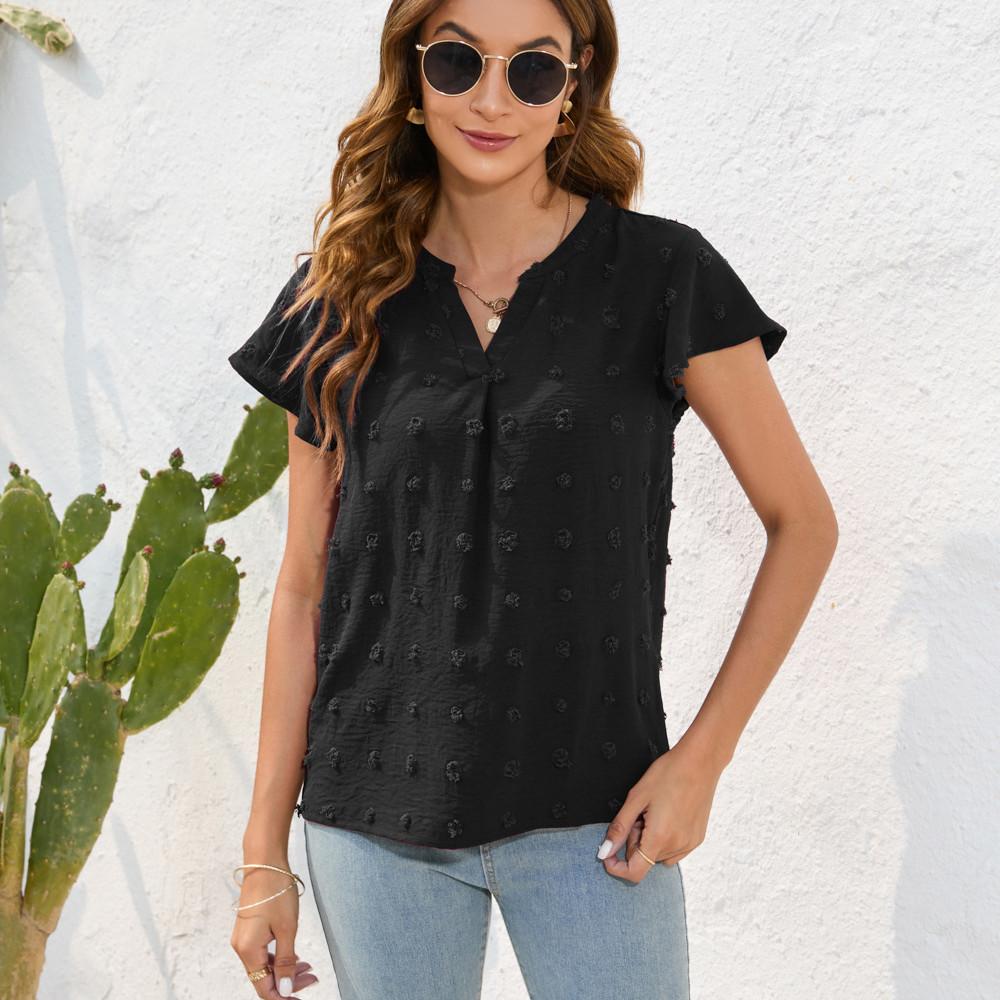 

GMXIA Женские модные повседневные однотонные футболки и топы с короткими рукавами и v-образным вырезом с принтом XXL чёрный