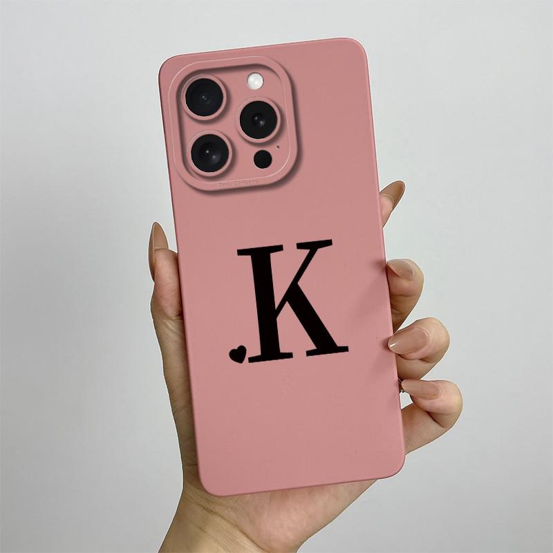 For iPhone 14 Pro Max Case iPhone 14 Plus Phone Case iPhone 14 Pro Cover Cute Couple Initial Letters Square Skin Matte Cover