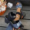 Dames Grote Maten Enkelbandje Gesp Hoge Hak Romeinse Sandalen