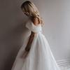 1011 robe à épaules dénudées en gaze mode et simple Muse fente latérale niche fête dîner mariée voyage photo légère robe de mariée