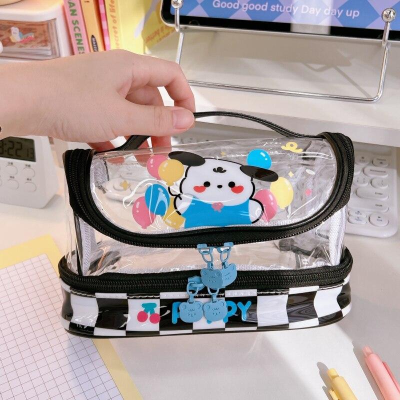 Transparent Pencil Case Cute Cartoon Lovely Animal Pencil Bag High Capacity Stationery Storage Bag Student Supplier