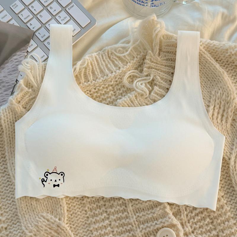 Teen Girls Cartoon Seamless Vest Style Bra For Puberty Development