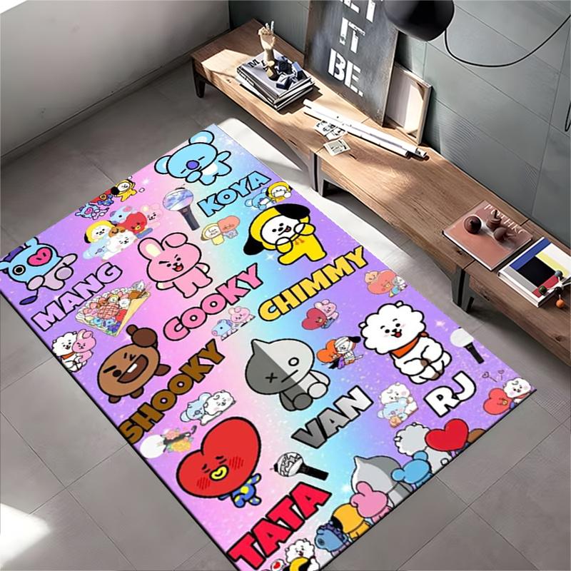 "Colorful Cartoon Character Carpet with Fun BT21 Designs for Kids" Suitable for Use As an Anti-slip for Living Room Bedroom Sofas