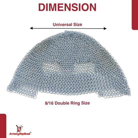 Armory Replicas Chainmail Coif Medieval Hood Steel Butted Riveted Neck Face Armor