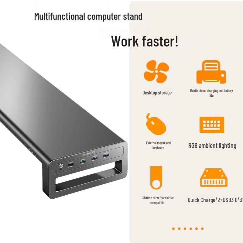 Multi-functional RGB Monitor Stand with Fast Charging