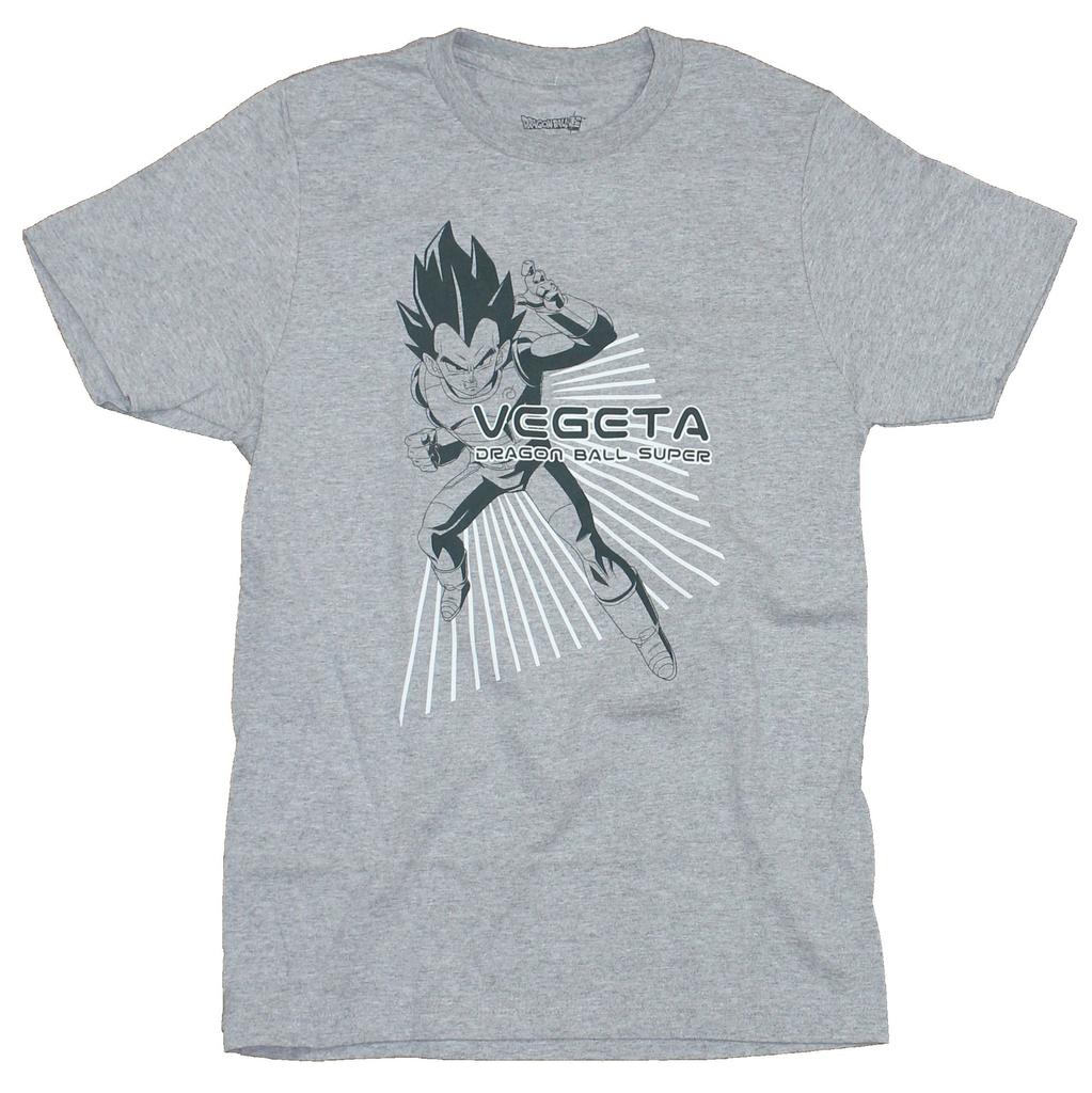Dragon Ball Z Mens T-Shirt - Vegeta Full Body Stance Over White Power Lines