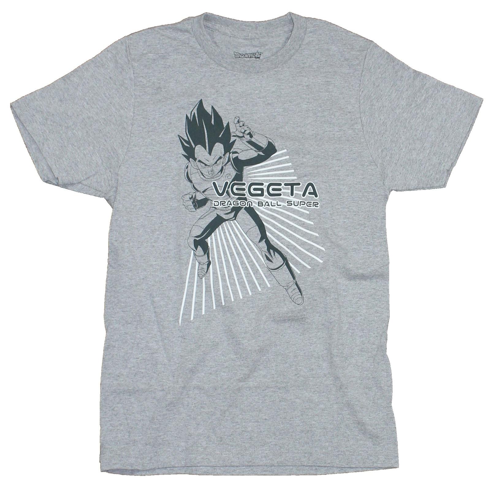 Dragon Ball Z Mens T-Shirt - Vegeta Full Body Stance Over White Power Lines M