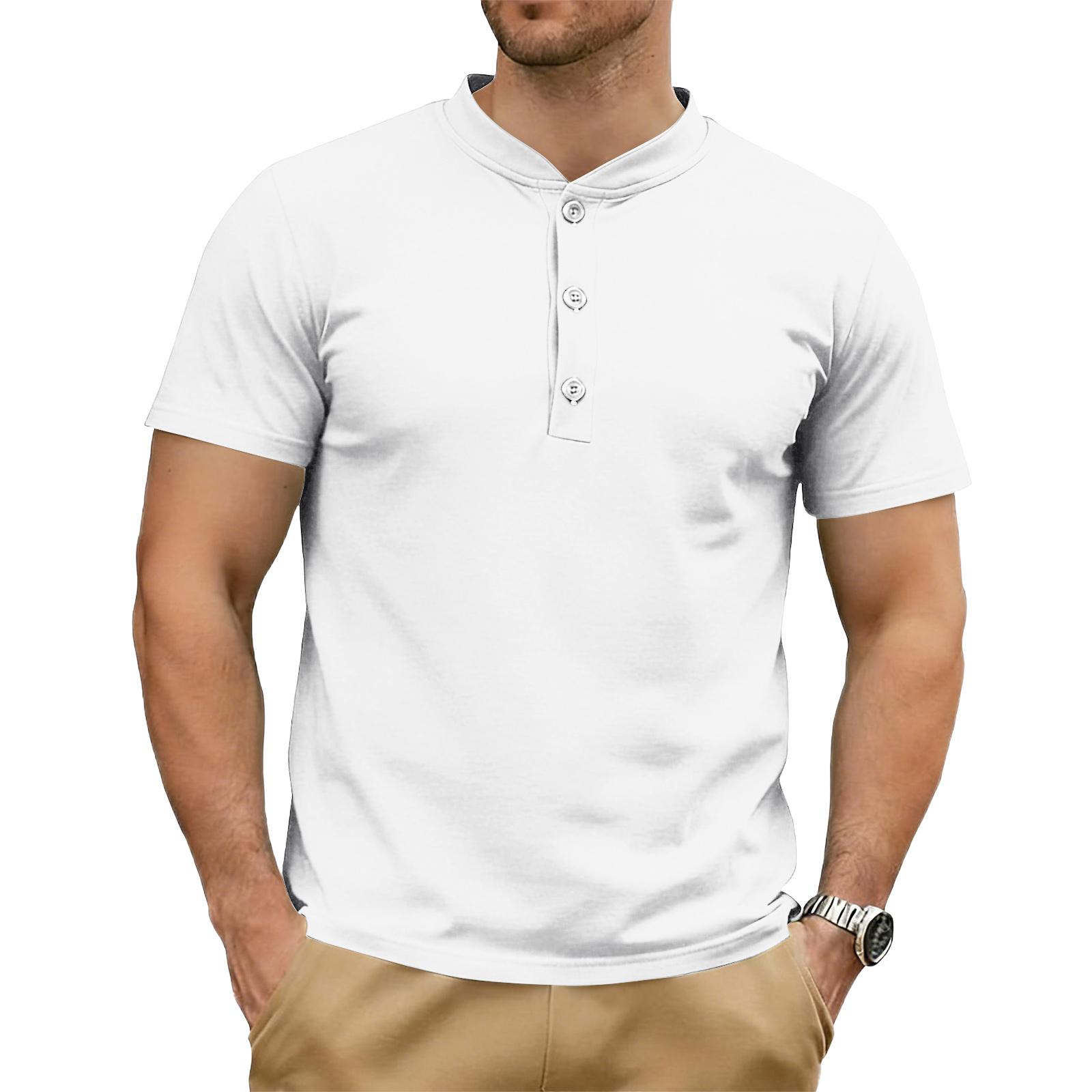 

Men s Loose Casual Button-down Short-sleeved Shirt XL білий