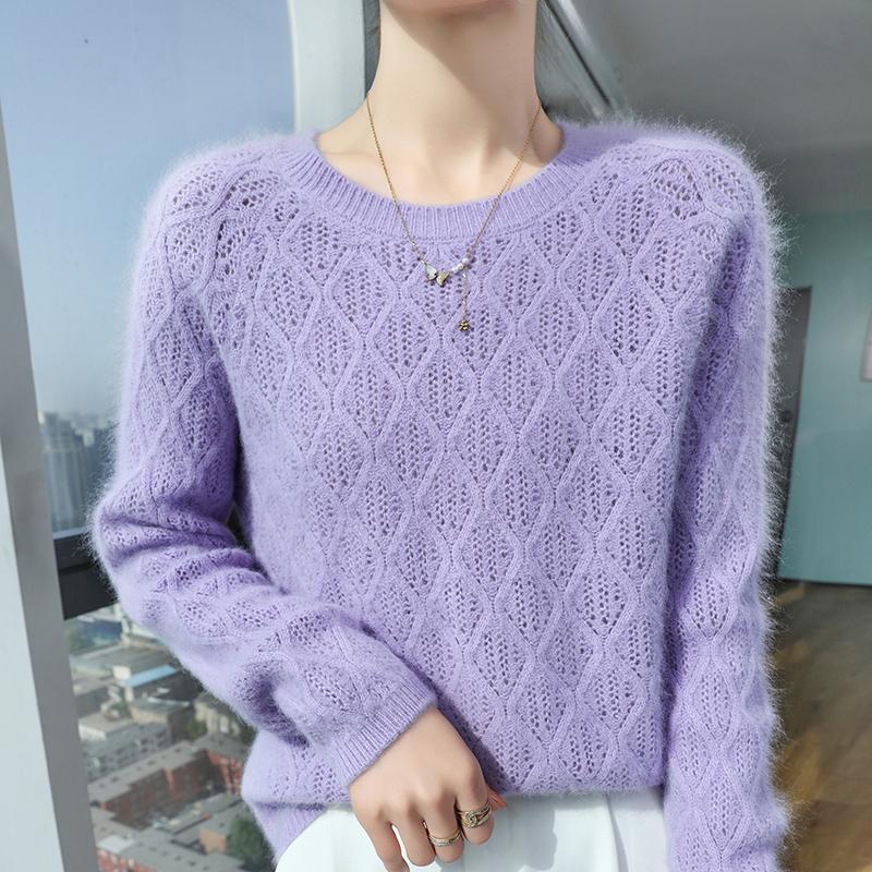 Prodyšný svetr ze směsi norka Dámský lehký pletený top pro všechna roční období