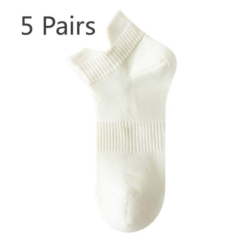 5 Pairs of Women's Summer Thin 7A Antibacterial Deodorant with Solid Color Breathable Socks