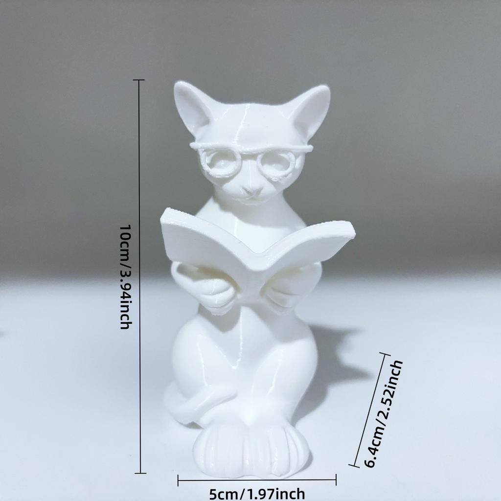 Reading Cat Statue Ornaments, Scholar Cat Sculptures, Wearing Glasses, Fully Immersed In Books, Elegant Cats, Cat Lovers Gifts