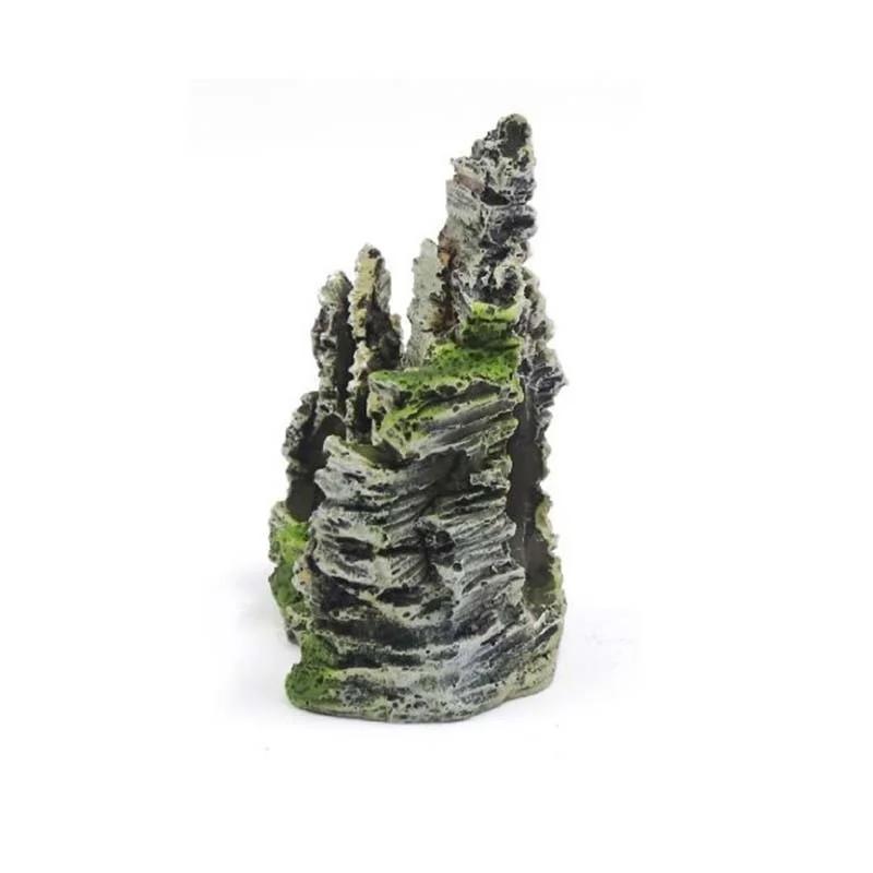 1x Resin Aquarium Rockery Ornament Mountain Cave Stone View Fish Tank Decoration Random