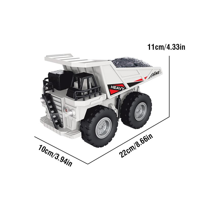 1/24 2.4G Rc 11Ch Alloy Excavator With Lights Music Remote Control Engineering Transport Dump Truck Kids Toys Christmas Gifts
