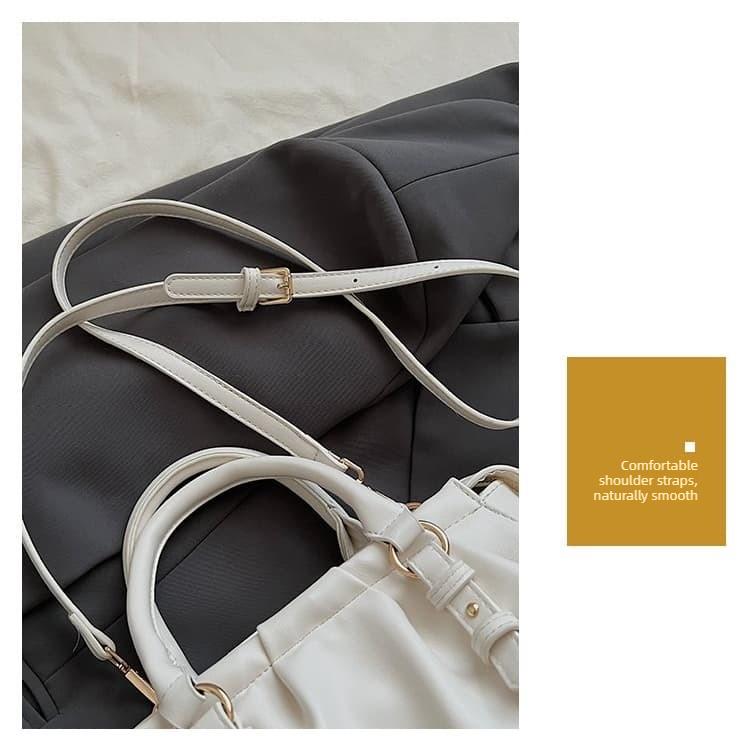 Folded Boston Bag Women's Soft Leather Handheld Shoulder Bag