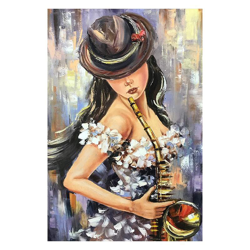 

Девушка-музыкант, музыкальный инструмент, картина маслом, печать на холсте, современный настенный художественный постер, красочные фотографии для комнаты, домашний декор 40x50cm No Framed