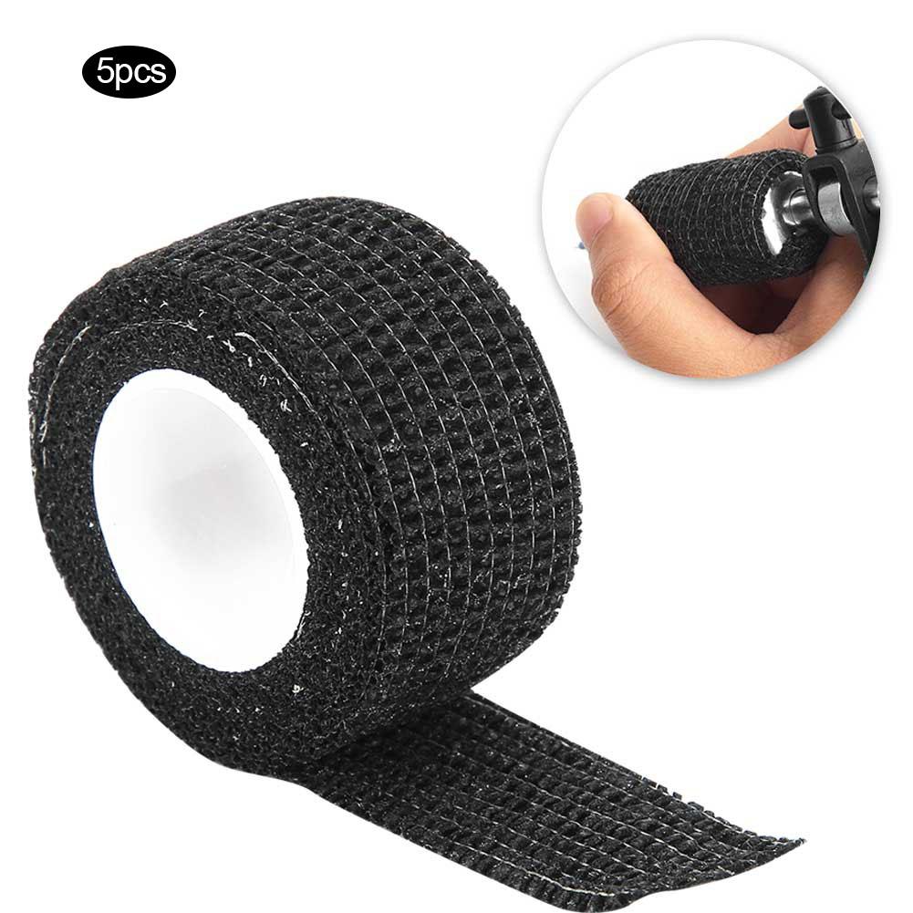 5 ks Tetovací obvaz Jednorázový Samolepicí Kryt na tetovací grip Omotávka Tetovací potřeby(Černá )