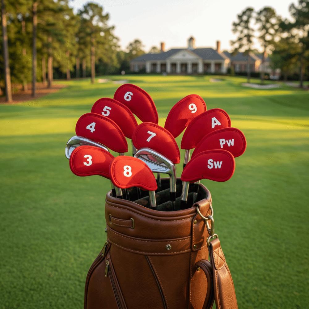 10pcs EVA Surface Golf Iron Head Covers Durable Fabric Head Protect Cover  Fits Most Iron Clubs