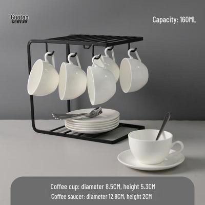 HANDUNYOU European Pure White Coffee Cup and Saucer Set