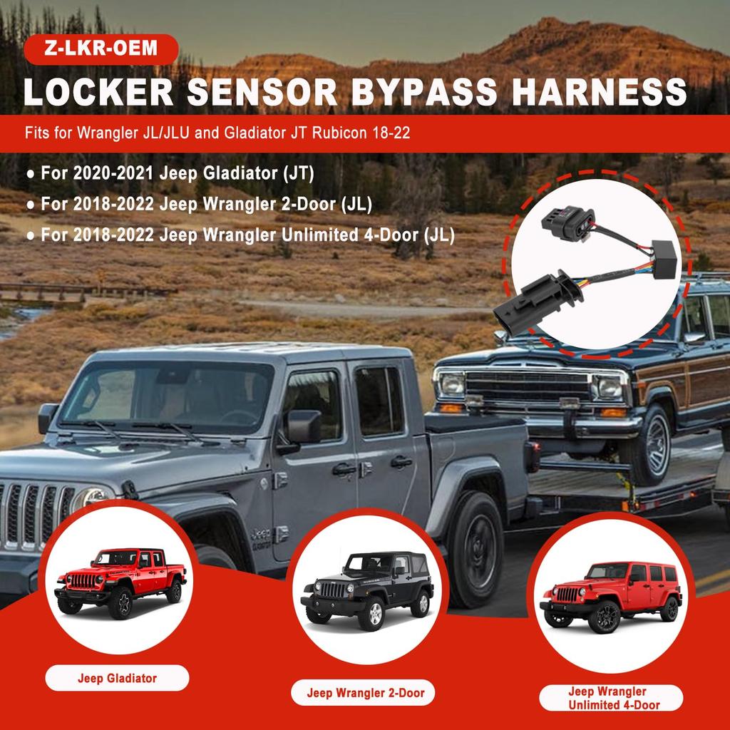 Z-LKR-OEM Locker Sensor Bypass Harness Replacement for Jeep Wrangler JL/JLU and Gladiator JT Rubicon 18-23