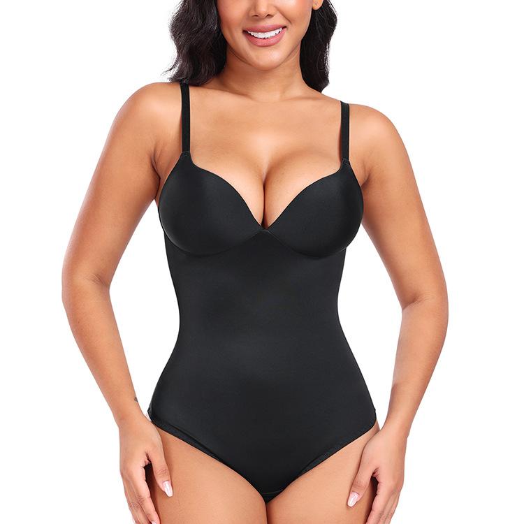 

Seamless Push Up Built-in Bra Bodysuit, Thong Butt Lifter Tummy Control Shapewear for Women 3XL чорний