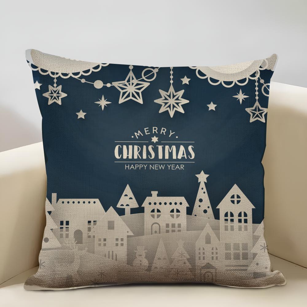 Blue And Green Snowflake Christmas Cushion Cover Household Decoration Linen Sofa Cushion Cover: Skin-Friendly & Breathable With