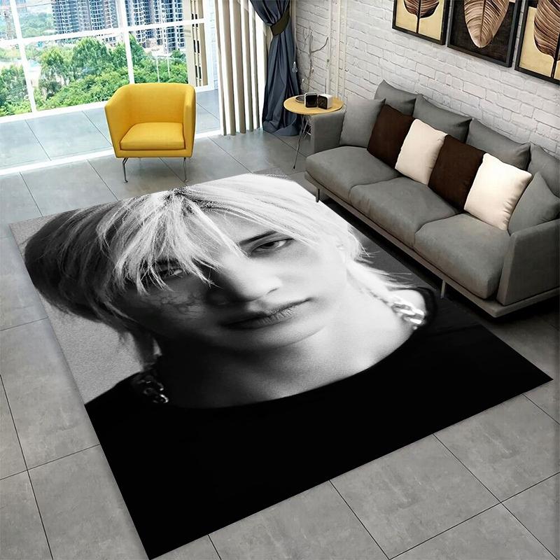 Tappeto Musicale Kpop Bang Chan Stray Kids per Sala Giochi Camera da Letto Soggiorno Divano Arredamento Casa, Tappeto per Area Bambini Tappetino Antiscivolo