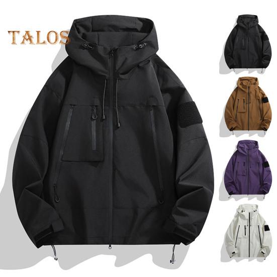 Erkek Kadın Rüzgarlık Su Geçirmez Dik Yaka Kapüşonlu Ceket Dış Giyim Ceket Yürüyüş Tırmanış Sporları için Fermuarlı Cepli