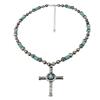 GemChic Women's New Vintage Turquoise Beads Alloy Cross Pendant Necklace Ethnic Chain Fashion Birthday Christmas Jewelry Gift