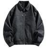 Casual Men's Jacket Spring and Autumn New PU Leather Jacket Men's Lapel Cycling Motorcycle Leather Jacket Men