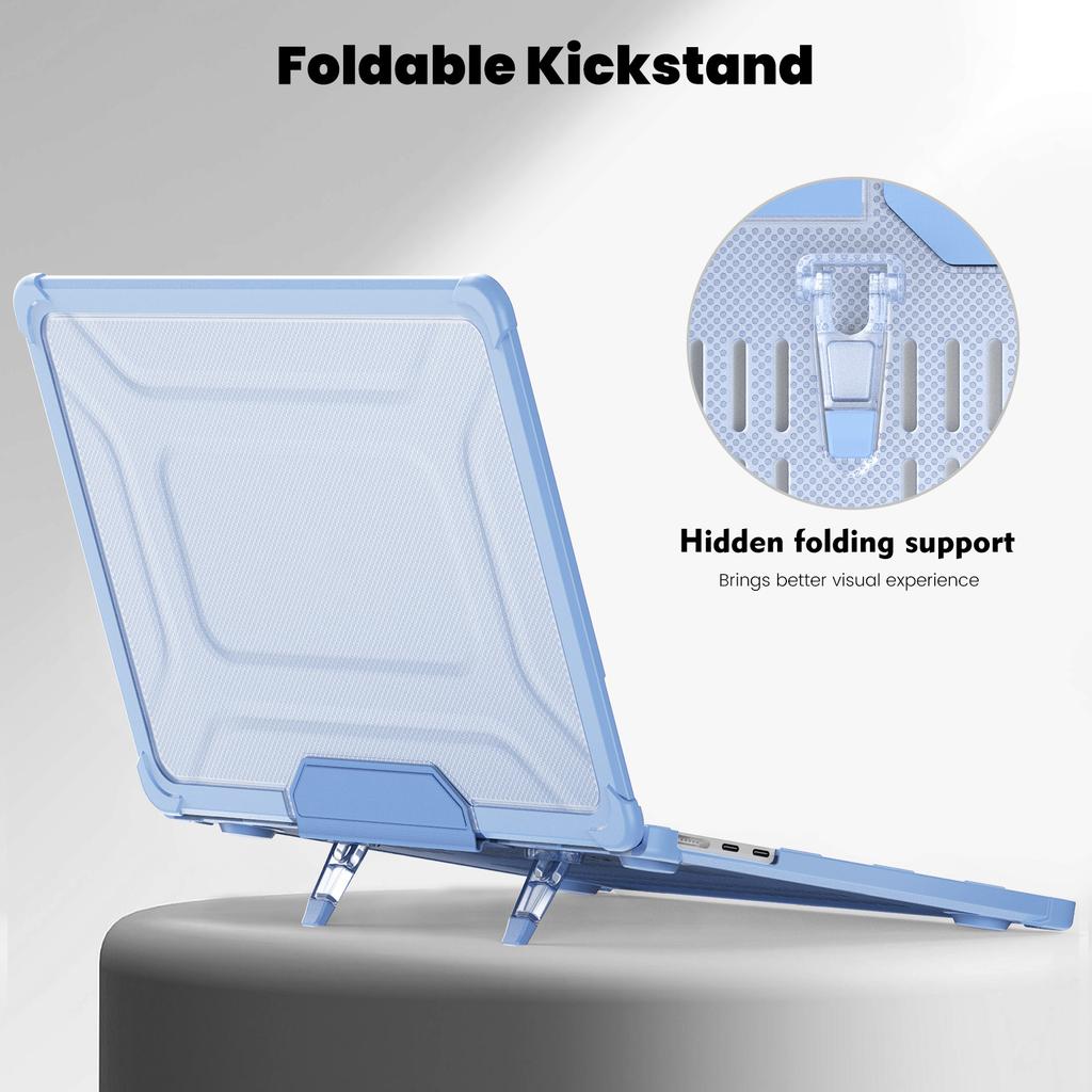 For MacBook Air 13 Inch (2025)/(2024)/(2022) M2 A2681 Laptop Case PC+TPU Kickstand Heat Dissipation Cover