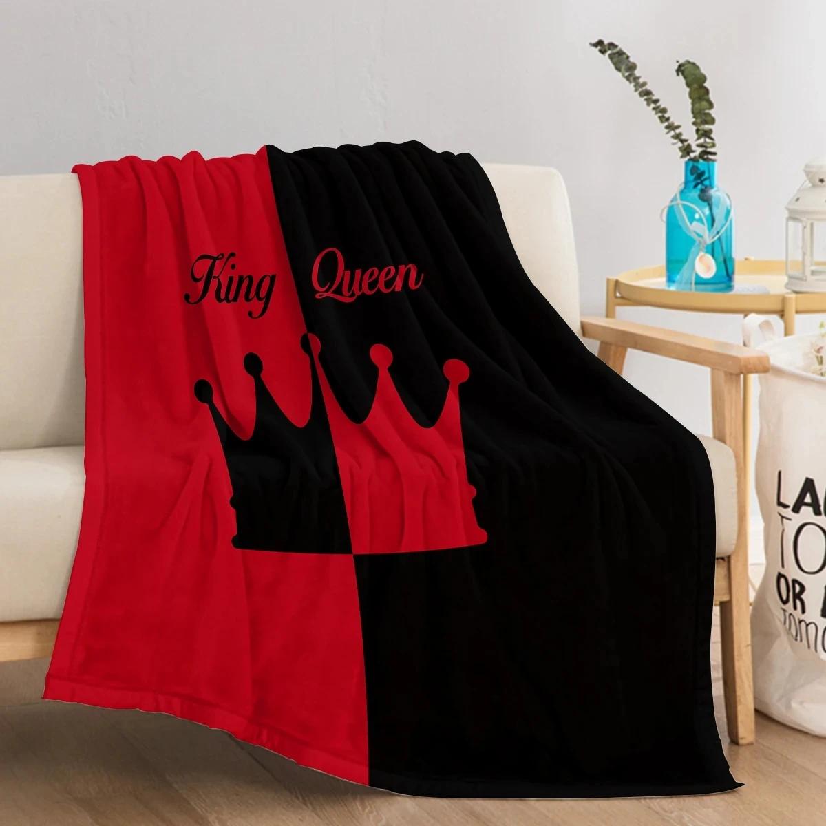 

Crown and king patterns digitalprinted polyester Bedroom velvet flannel soft sofa cover blanket Fleece soft sofa cover 75x100cm
