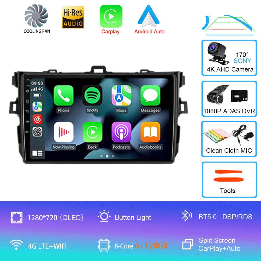 Car Radio Android 14 Carplay 2din For Toyota Corolla E140/150 2007 - 2013 4G GPS Multimedia Video Player Stereo WIFI+4G