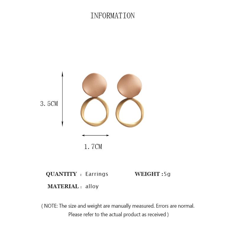 Brown Geometric Round Dangle Earings Vintage Matte Drop Earrings For Women Female Daily Life Ear Jewelry Girl Student Gifts