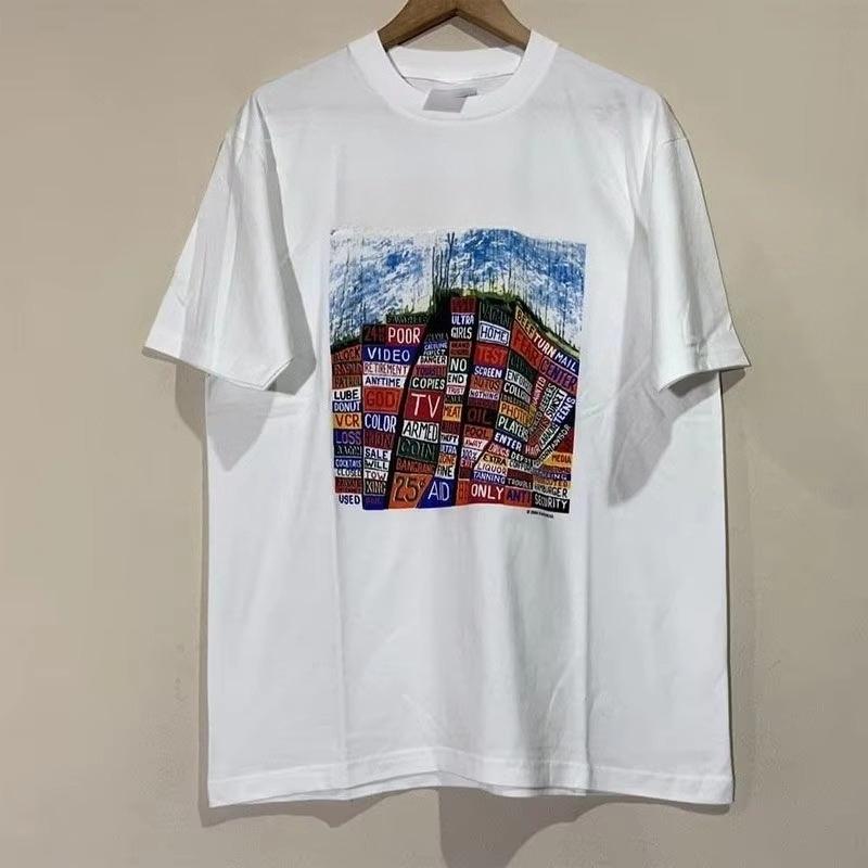 

2025 Новая летняя повседневная футболка с коротким рукавом с принтом, хлопковая, обычного кроя, с круглым вырезом, дышащая, свободная, унисекс, мужская, женская одежда XL