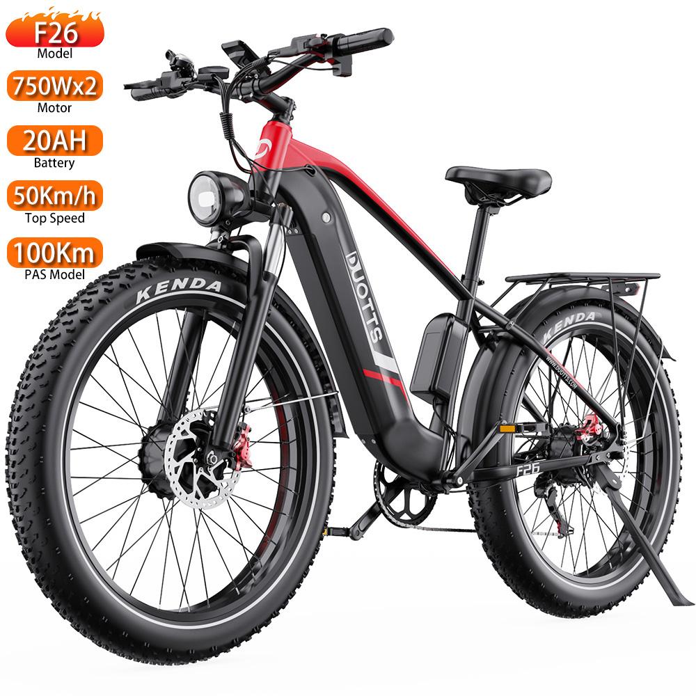 Elektrische Fiets DUOTTS F26 20" Dikke Banden 750Wx2 Dubbele Motor Elektrische Fiets Voor Volwassenen 48V 20AH LED Display Maximaal Bereik 100Km Maximale Belasting 150Kg