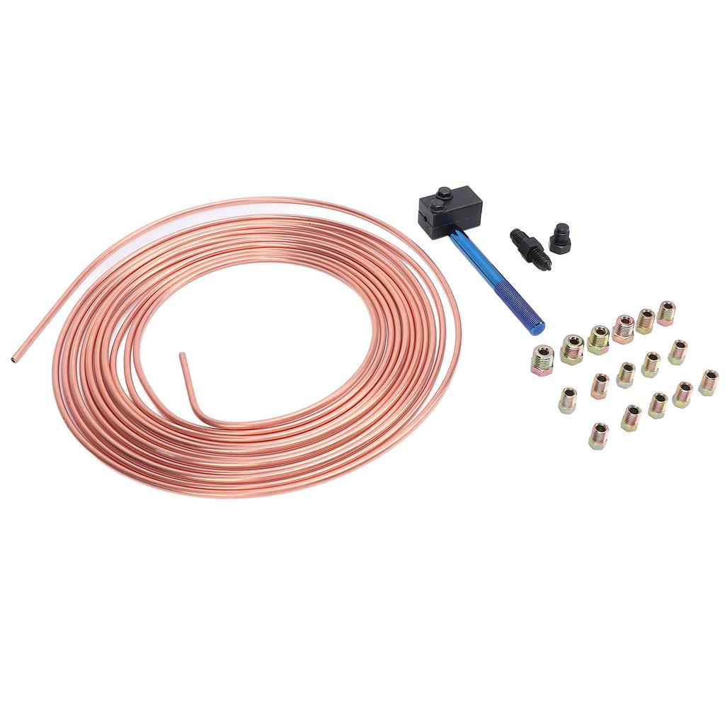 316in X25ft Brake Line Replacement Tubing Coil and Fitting Kit with Double Flaring Tool for