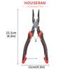 HOUSERAN Long Nose Thin 211mm Pliers, Tool, Ultra-Fine, Precision, Spring-Loaded, Locking, Multi-Function,