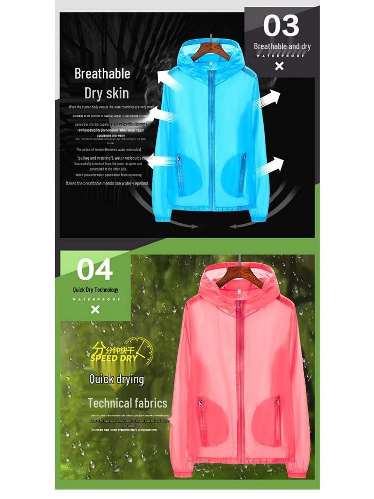 Unisex Summer Windbreaker with Custom Logo - Lightweight, Plus Size Sunscreen Jacket for Outdoor and Workwear