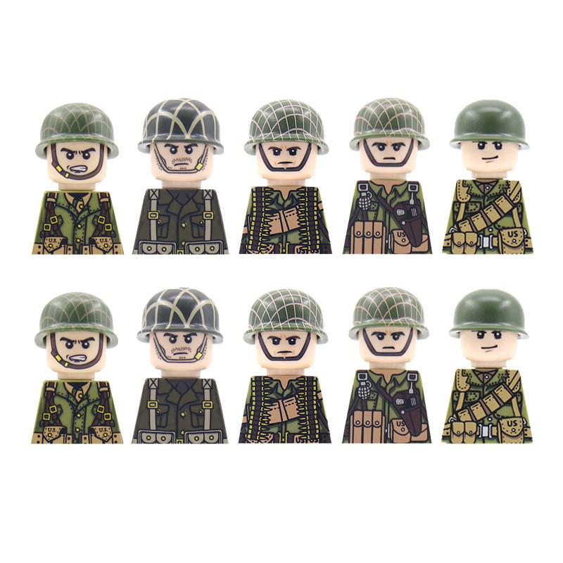 Military Soldier Building Block Figure British US Snow Camouflage Troop MP40 M1A1 Motorcycle Accessories Toys Gift Brick Z02
