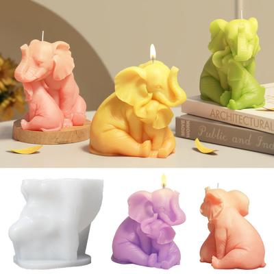 Ensemble de Moules Bougies Aromathérapie Éléphant: Ornement en résine DIY Mère et Bébé Éléphant