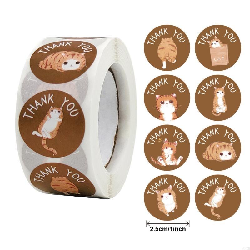 62KD 500Pcs/Roll Round for Cat Sealing Sticker 1.0'' for Ideal for Baby Shower Bridal