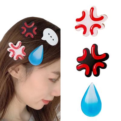 2 Stück Lustige Haarspangen Schweißende Wassertropfen Niedliche Haarnadel Ausdruck Handgefertigtes Haaraccessoire Entenschnabelklemme Pony Seitenklemme