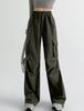 JHIJSC Autumn Cargo Solid Loose Plus Sizes Women's Pants, Wide-Leg, Color, Fit, Casual, Stylish, (JP, Alphabet, XL, Green)
