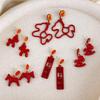 1Pair Fashion Red Wooden Horse Earrings Pendant Decoration Charm Red Festive Atmosphere New Year Jewelry Accessories Gifts