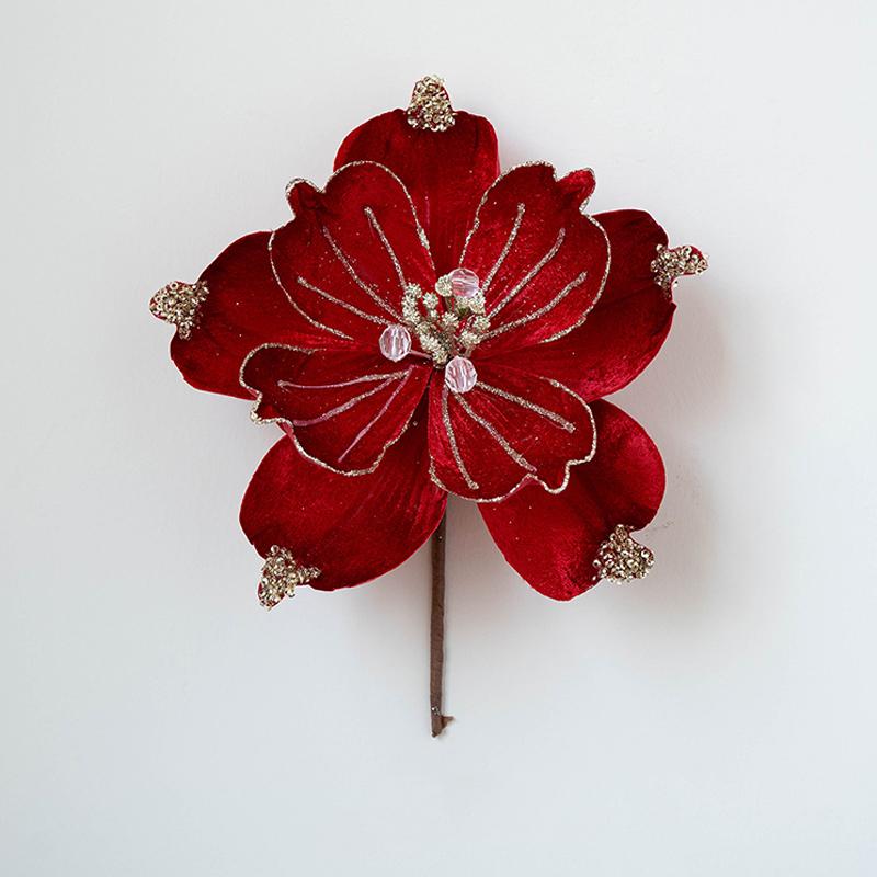 

22СМ Блестящие Акценты Рождественская Композиция Цветочный Декор Элегантный Многоразовый Тканевый Экологичный Тканевый красный