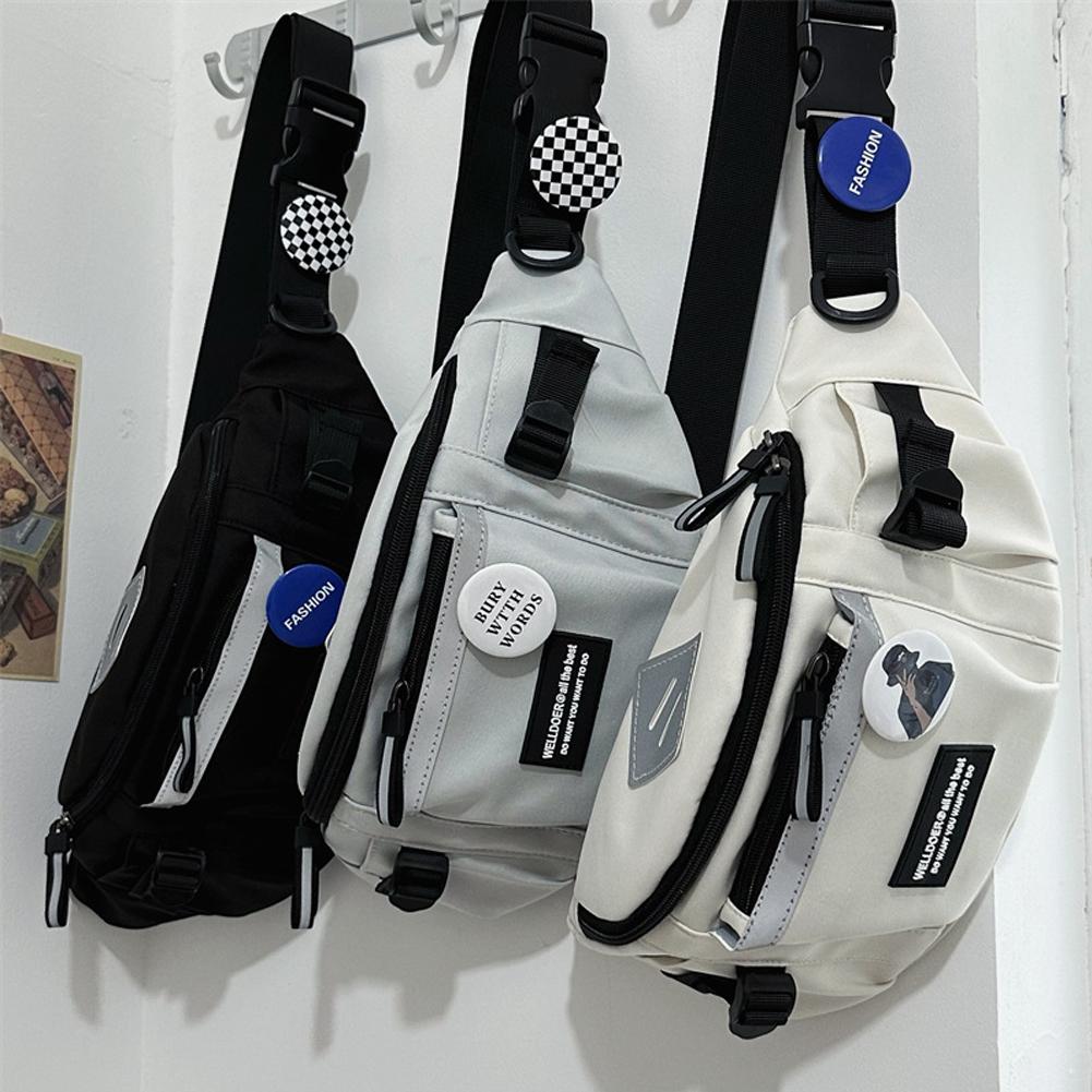 Korean Style Unisex Fashion Chest Bag Crossbody Waist Bag Messenger Bag Sportswear Shoulder Bag Casual Outdoor Bags Lovers Gift for Men and Women