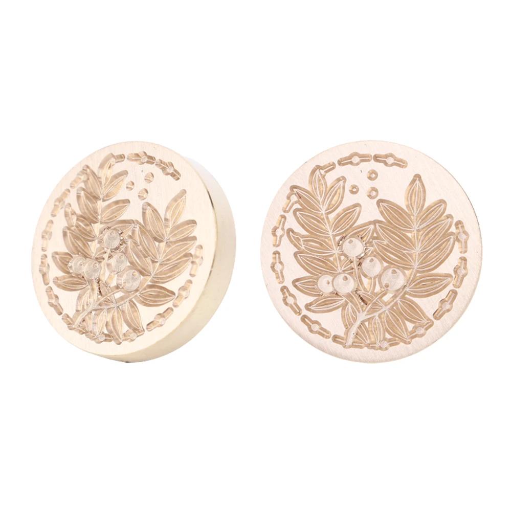 Retro Antique Round Plant Sealing Wax Stamp Head Fire Paint for Wedding Invitation Gift Packaging Scrapbooking Card DIY Envelope