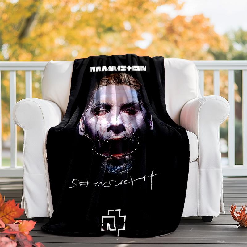 1pc Rammstein1 Theme Blanket - Digital Print, Polyester, Cozy for All Seasons, Perfect for Outdoor, Camping, and Travel